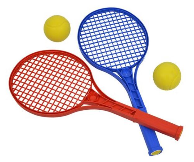 Afbeelding van set/2 mini-tennis rackets + 2 ballen