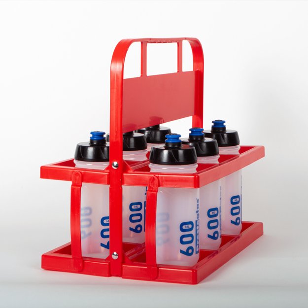 Afbeelding van Draagrek voor drinkbussen pvc + 6 drinkbussen 60cl